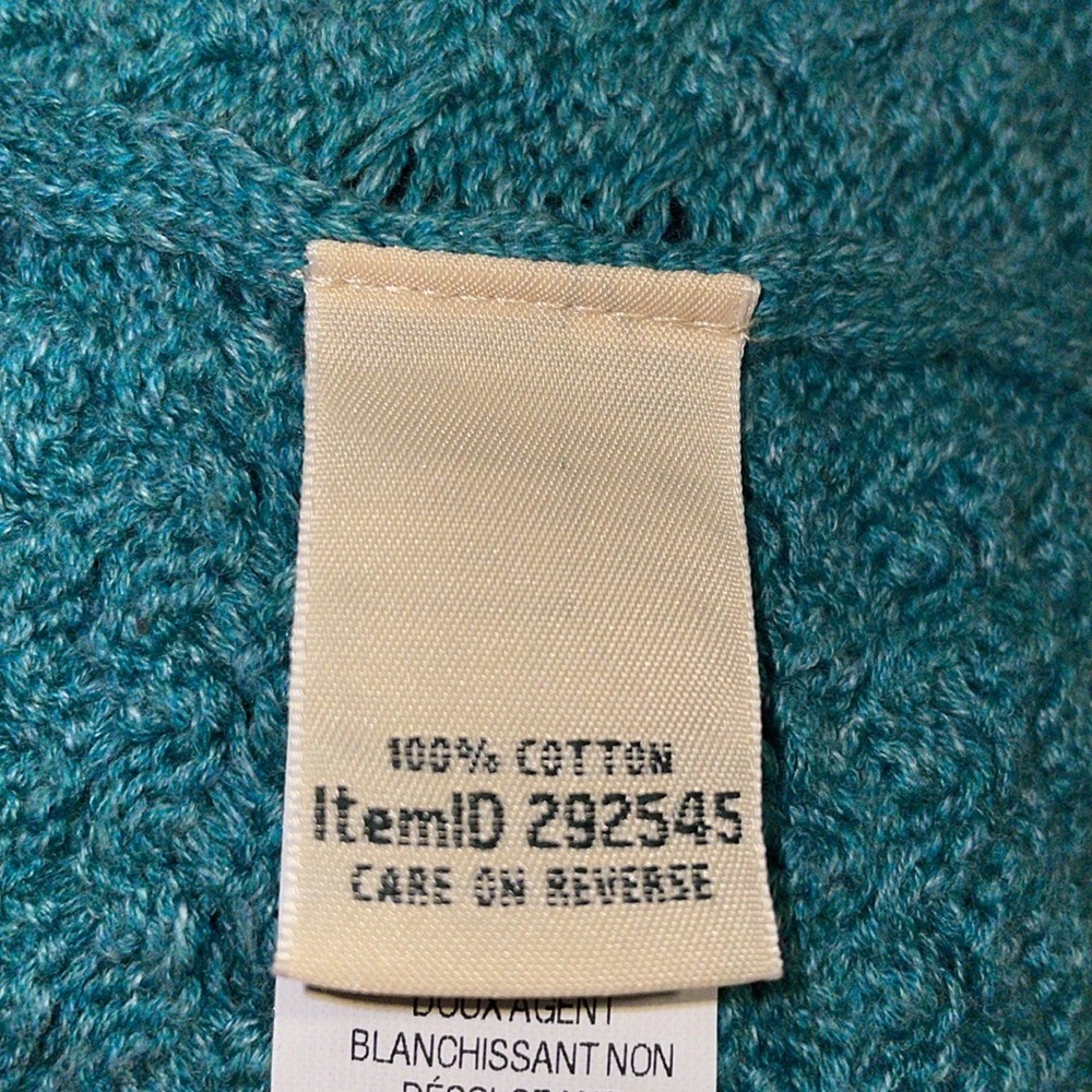 L.L. Bean Open Front Teal Waterfall Sweater. 2 front pockets. Size M. Cotton - Picture 6 of 9
